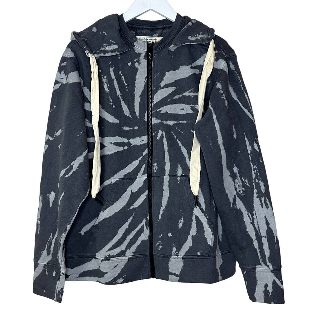 Sandrine Rose Oversized Tie Dye Sweatshirt Hoodie Black Gray Women's Medium NWT